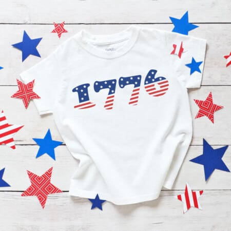 White t-shirt with 1776 patriotic US free svg file