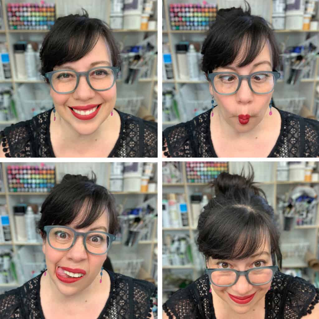 Montage of Vanessa Brady making faces.