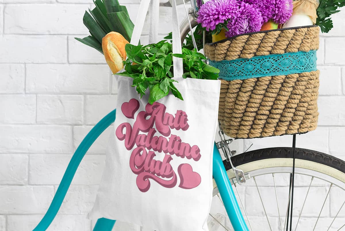 Anti-Valentine Club tote bag.