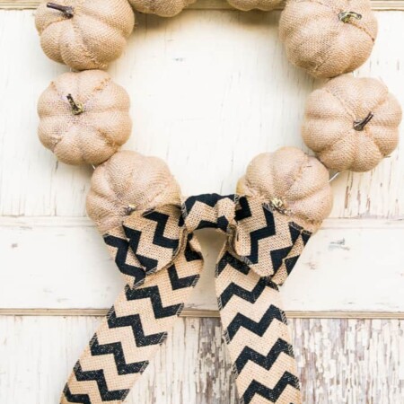 15 Minute Burlap Pumpkin Wreath - Final
