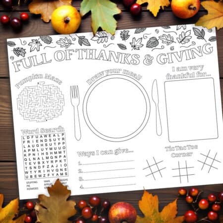 Thanksgiving place setting printable.